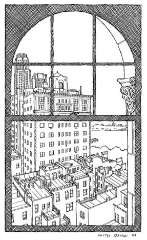 Ben Sonnenberg's window, from Matteo Pericoli's The City Out My Window