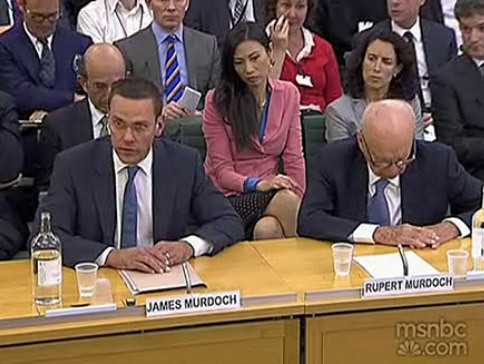 Rupert Mudoch hangs his head, via MSNBC