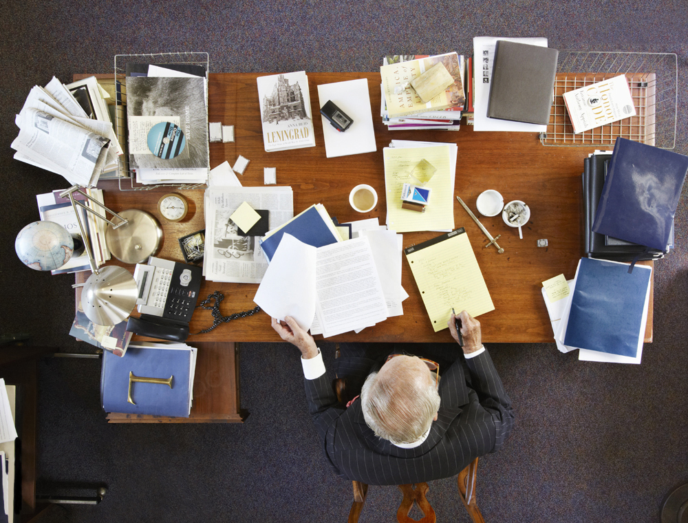 Lewis Lapham's desk, via FSG Work in Progress