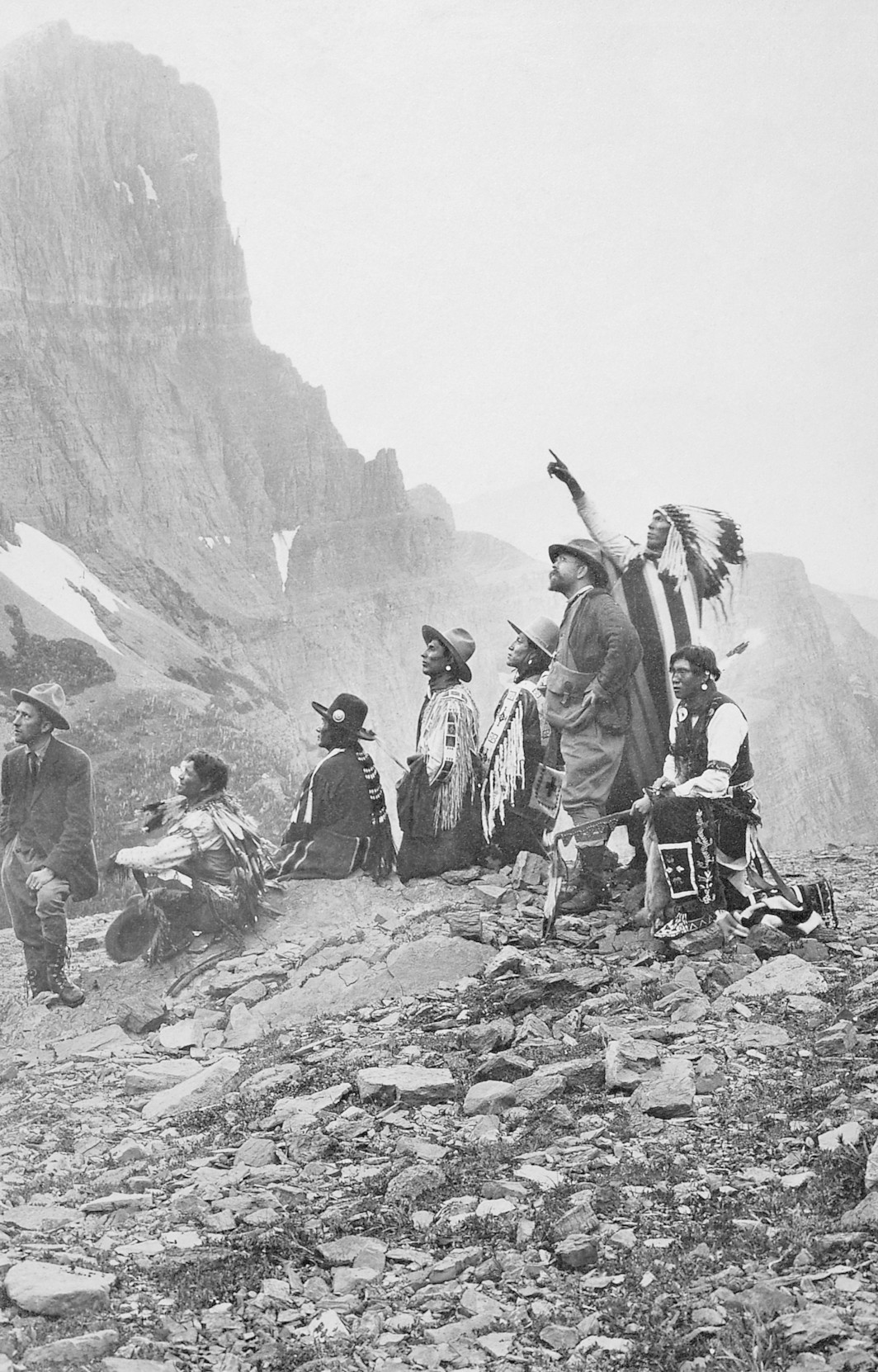 Edward S. Curtis with an unidentified group of American Indians, date and photographer unknown.