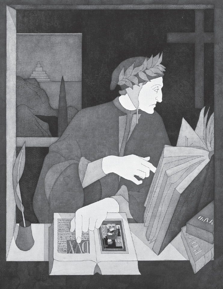 Tom Phillips, Dante in His Study, 1978, acrylic on canvas.
