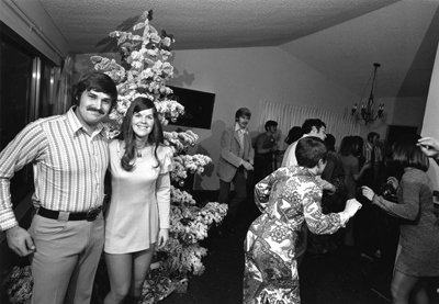 Bill Owens, ‘We really enjoy getting together with our friends to drink and dance. It’s a wild party and we’re having a great time . . . ’, 1972, black-and-white photograph. From Suburbia (Straight Arrow Books, 1973).