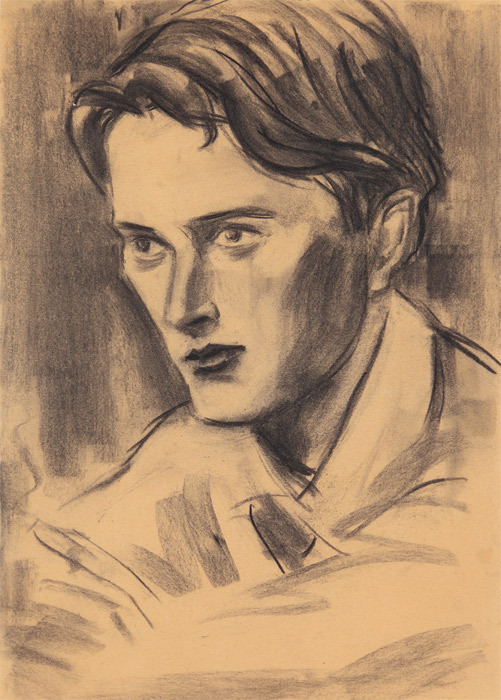 Elizabeth Peyton, Rupert Brooke, 1994, charcoal on newsprint.