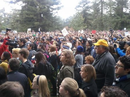 A rally at UC Davis