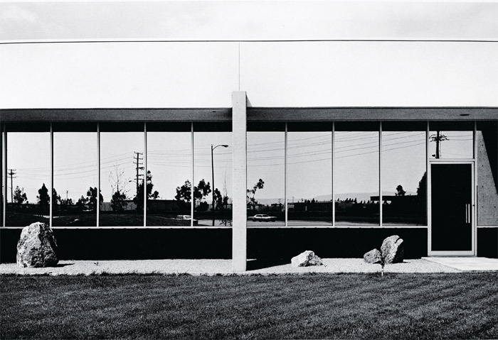 Lewis Baltz, South Wall, Mazda Motors, 2121 East Main Street, Irvine, 1974, gelatin silver print, 6 x 9".