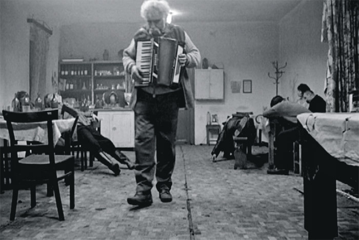 A still from Satantango (1994), a film by Béla Tarr.