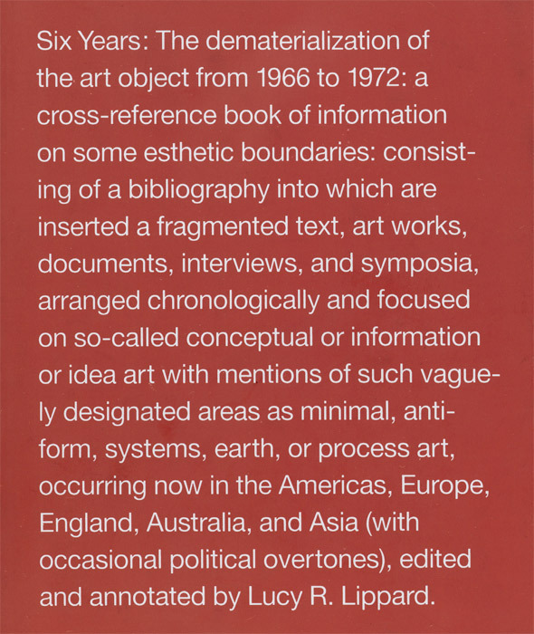 The cover of Lucy Lippard’s 1973 volume about the emerging Conceptual art movement.