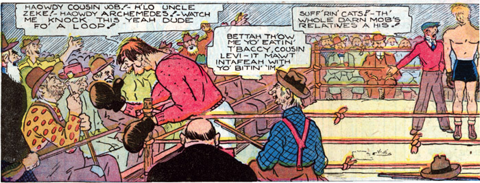 A panel from Ham Fisher’s comic Joe Palooka, 1933, ghosted by his assistant Al Capp.