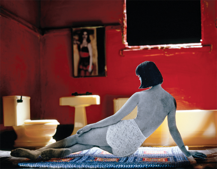 Laurie Simmons, Long House (Red Bathroom), 2004, Cibachrome print, 48 x 60".