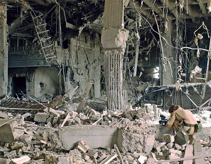 Ruins of one of Saddam Hussein’s presidential palaces bombed by coalition forces, 2003.