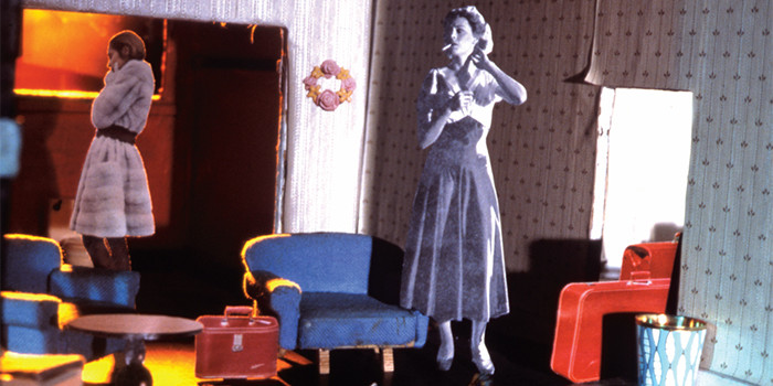 *Laurie Simmons, _Study for Longhouse (Red Suitcase)_, 2003*, C-print, 27 1/2 × 40".