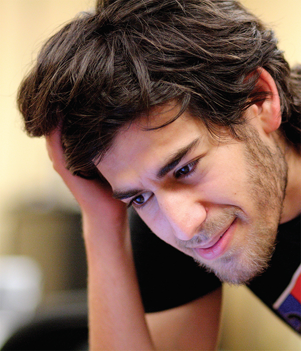 Aaron Swartz at a Wikipedia meeting, Boston, 2009.