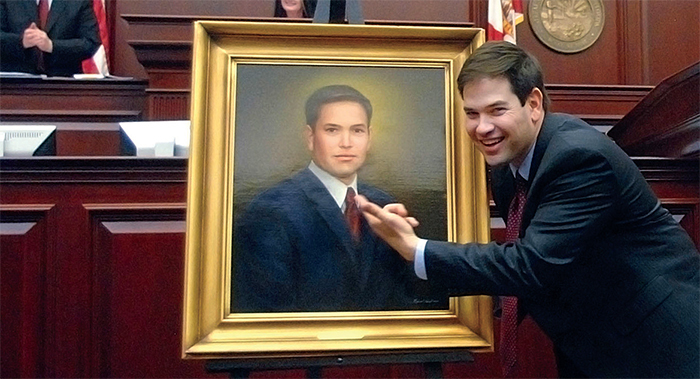 Marco Rubio at his portrait’s unveiling, Florida House of Representatives, Miami, 2008.