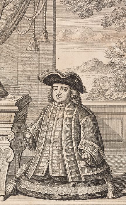 Detail of a Matthias Buchinger souvenir print, 1705.