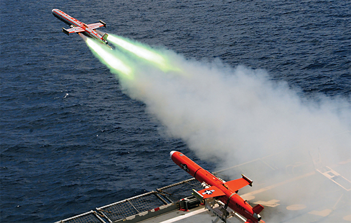 Drone launch from the flight deck of the USNS Amelia Earhart, 2010. Mass Communication Specialist 1st Class Kim McLendon/Wikicommons