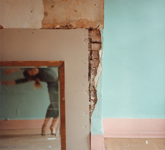 Francesca Woodman, Untitled, New York, 1979, C-print, 3 3/8 × 3 1/2". Courtesy Marian Goodman Gallery.