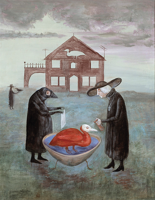 Leonora Carrington, Bird Bath, 1974, serigraph, 35 × 27 1/2". Museum of Latin American Art.