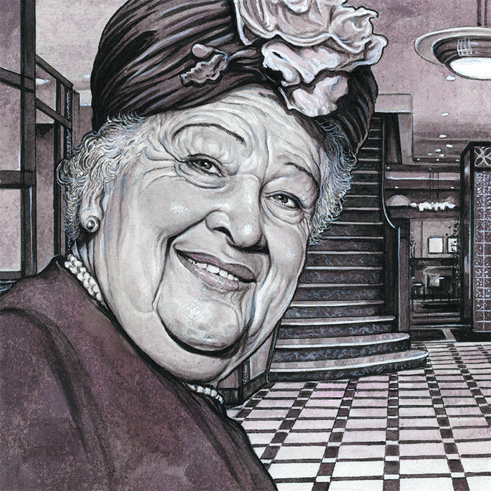 Drew Friedman’s illustration of Sonia Kalish (Sophie Tucker). From Even More Jewish Comedians (Fantagraphics Books, 2011).