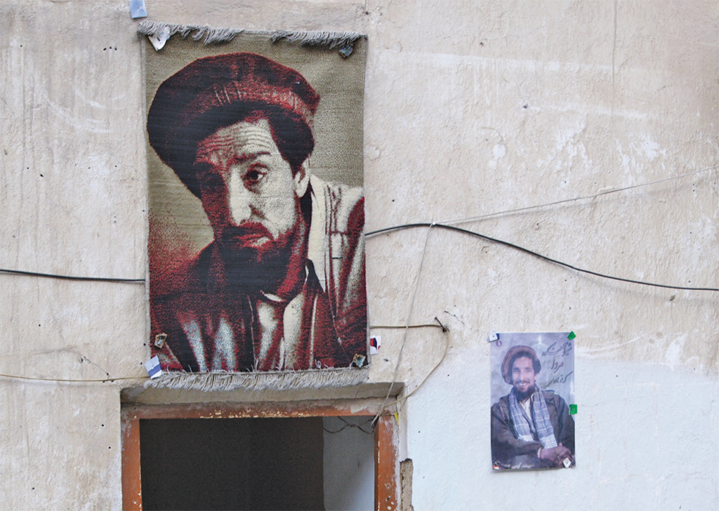 Ahmad Shah Massoud weaving and poster, Panjshir Valley, Afghanistan, 2010. Colin Cookman/Flickr.