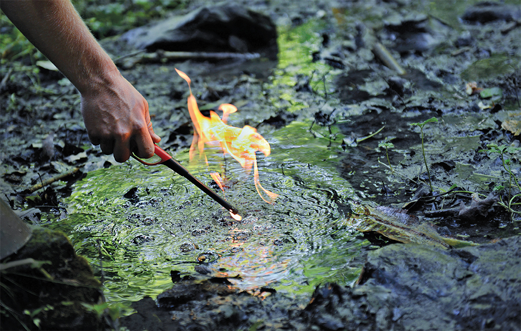 Groundwater that has been contaminated with natural gas following fracking, Pennsylvania, 2015. © Scott Goldsmith.