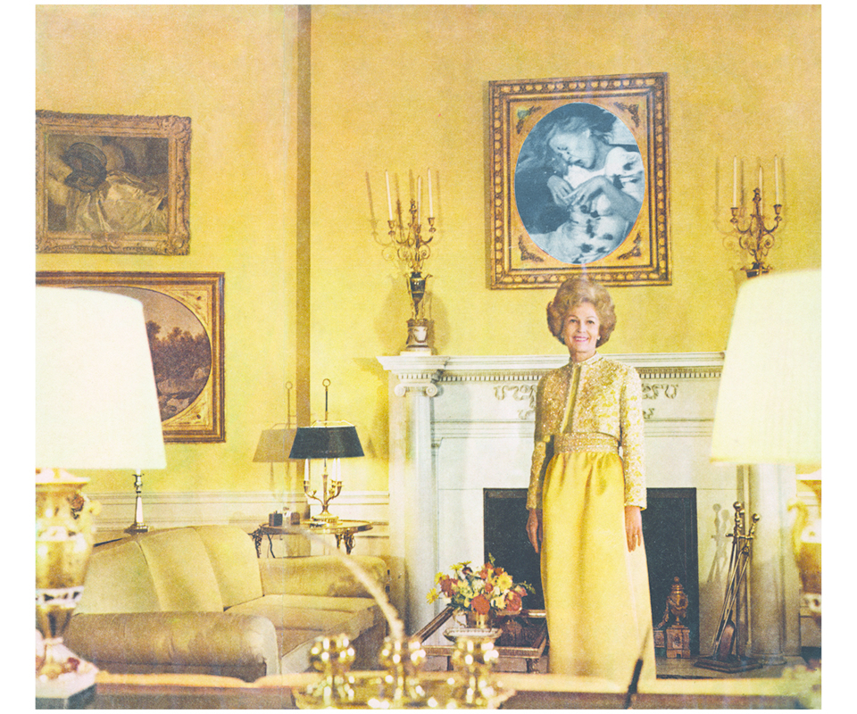 Martha Rosler, First Lady (Pat Nixon), ca. 1967–72, photomontage. From the series “HouseBeautiful: Bringing the War Home,” ca. 1967–72.