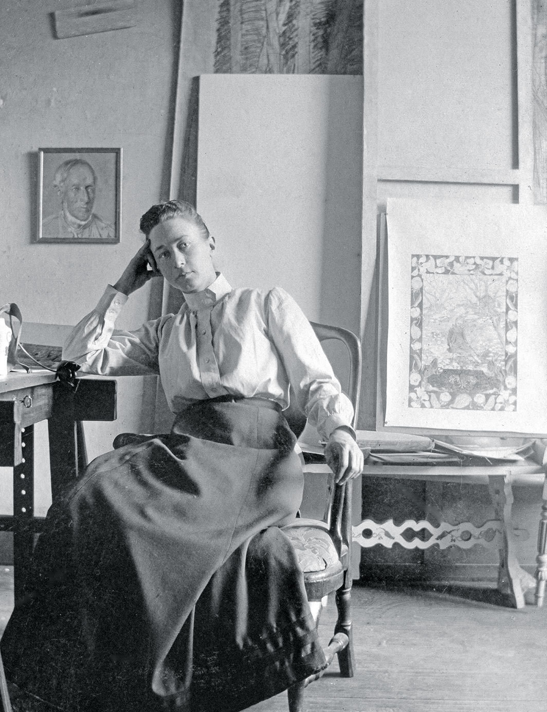 Hilma af Klint in her studio, Stockholm, ca. 1895.