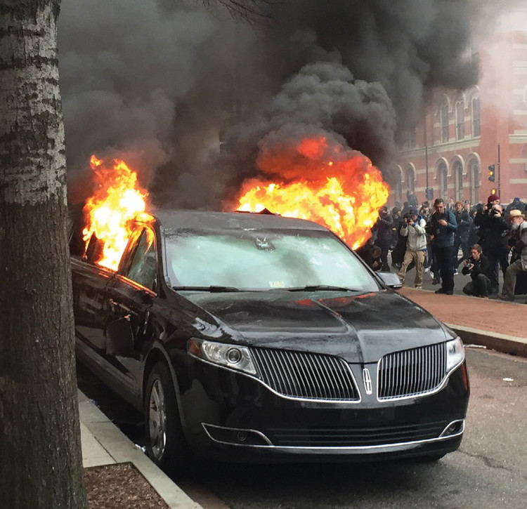 *Protests during the presidential inauguration of Donald Trump, Washington, DC, January 20, 2017.*