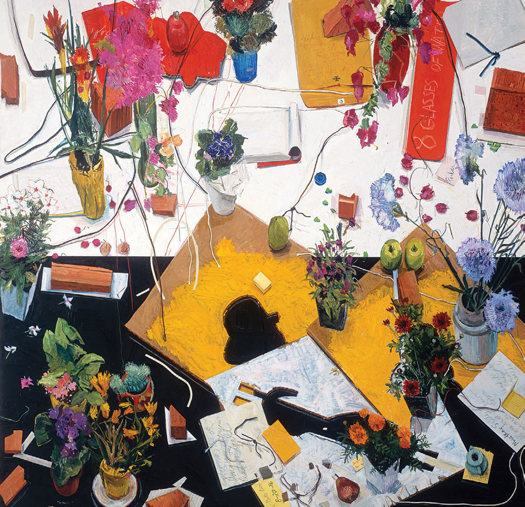 Manny Farber, Cézanne avait écrit, 1986, oil on board, 72 × 72".