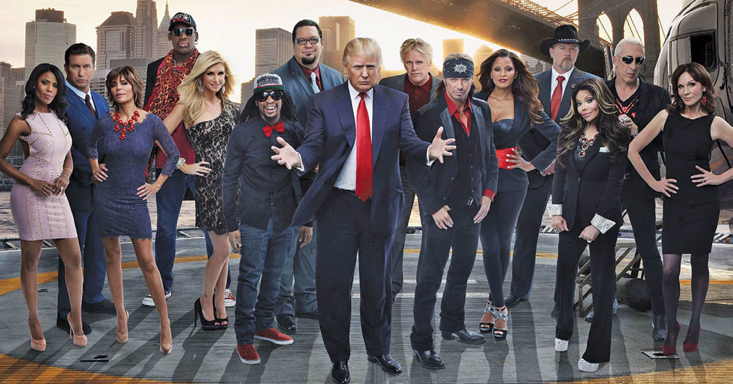 Donald Trump with contestants for All-Star Celebrity Apprentice, season 13. Adam Olszewski/NBC