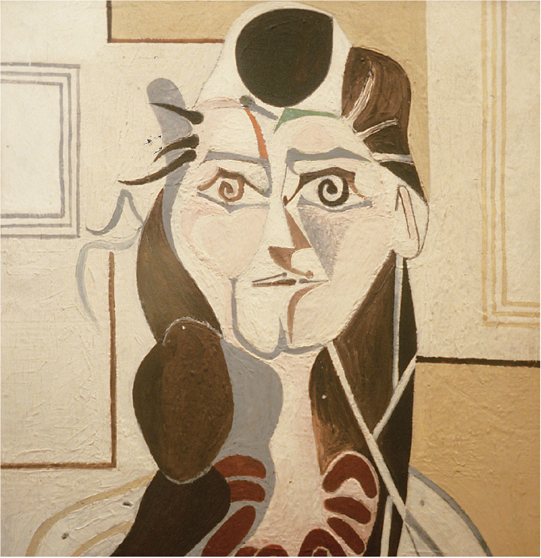 Françoise Gilot, Portrait of Cécile Miguel II (detail), 1951, oil on panel, 28 3⁄4 × 23 1⁄2".