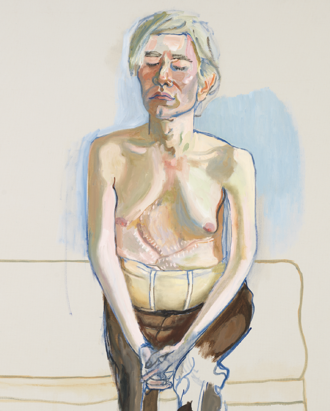 Alice Neel, Andy Warhol (detail), 1970, oil and acrylic on linen, 60 x 40".