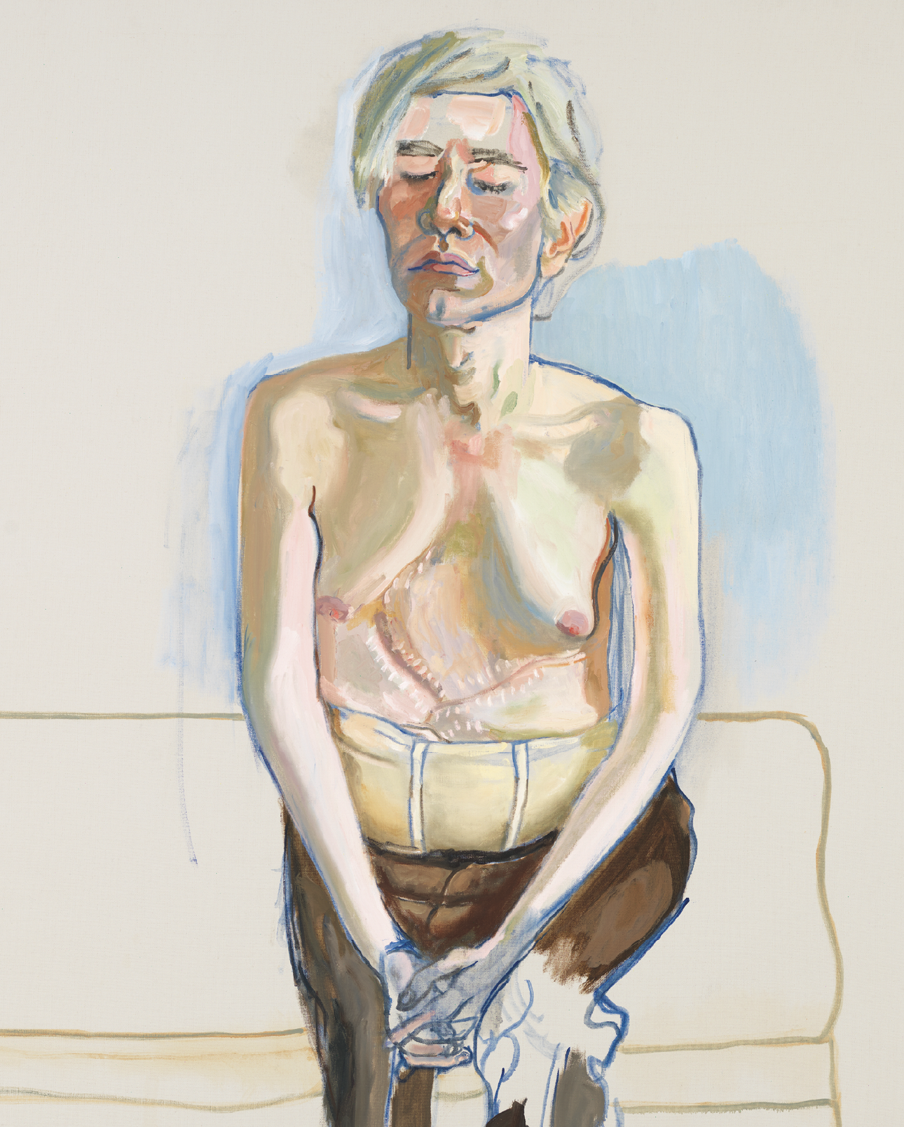 *Alice Neel, _Andy Warhol_ (detail), 1970*, oil and acrylic on linen, 60 x 40".