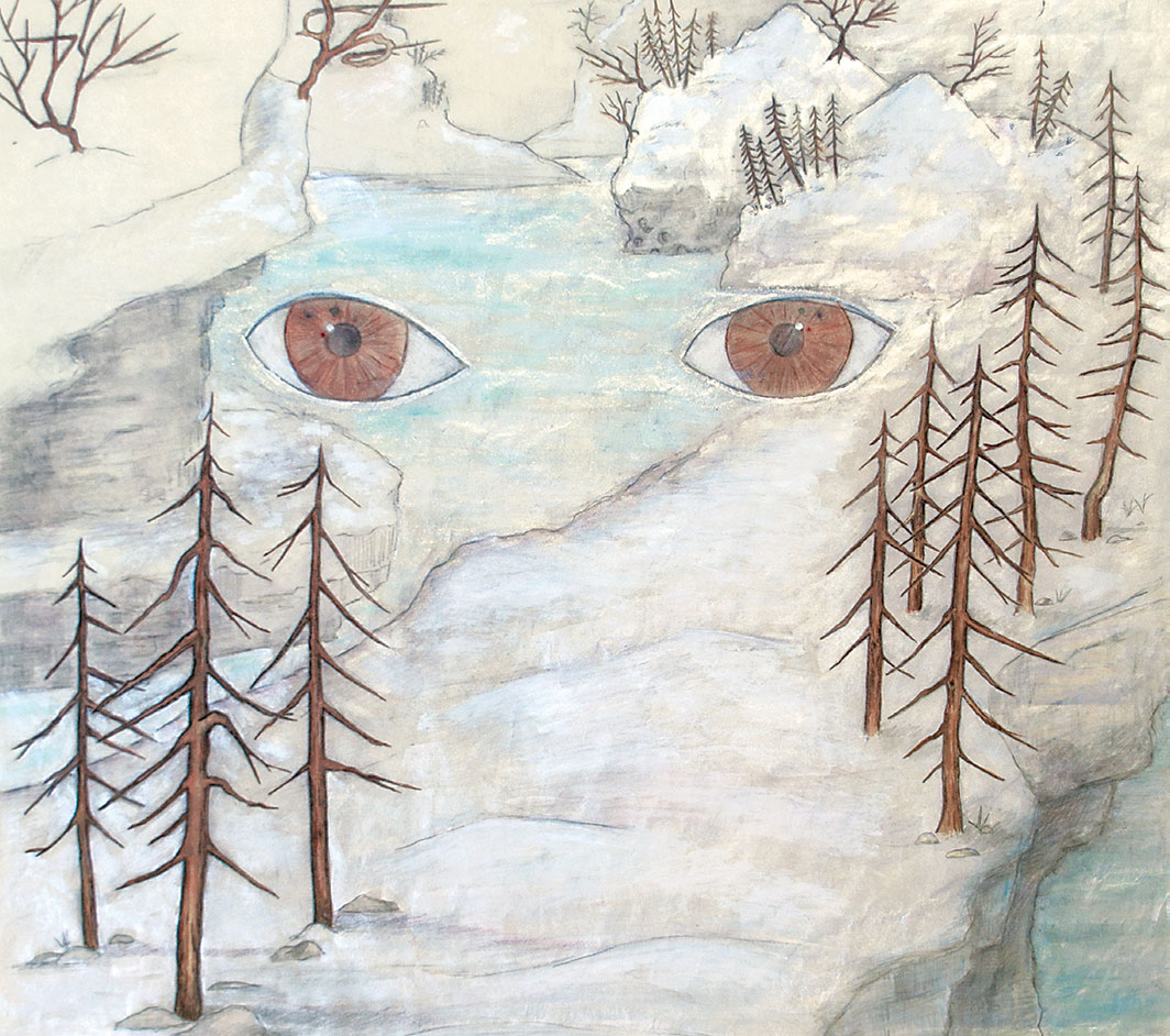 *Mindy Rose Schwartz, _Landscape Stares Back_ (detail), 2005,* pencil and ink on paper, 27 × 22".