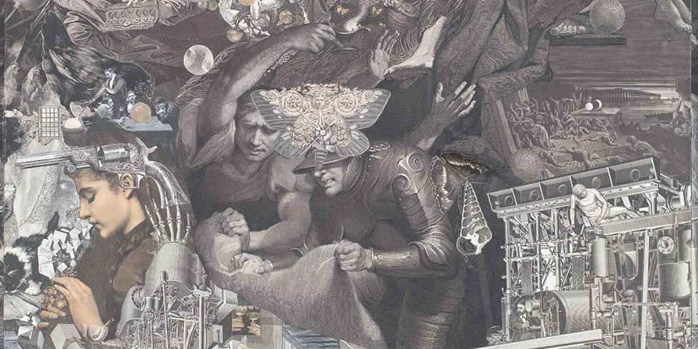 *Jess, _The 5th Never of Old Lear_ (detail), 1974,* paper collage, 33 × 28". © The Jess Collins Trust/Collection of Harry W. and Mary Margaret Anderson