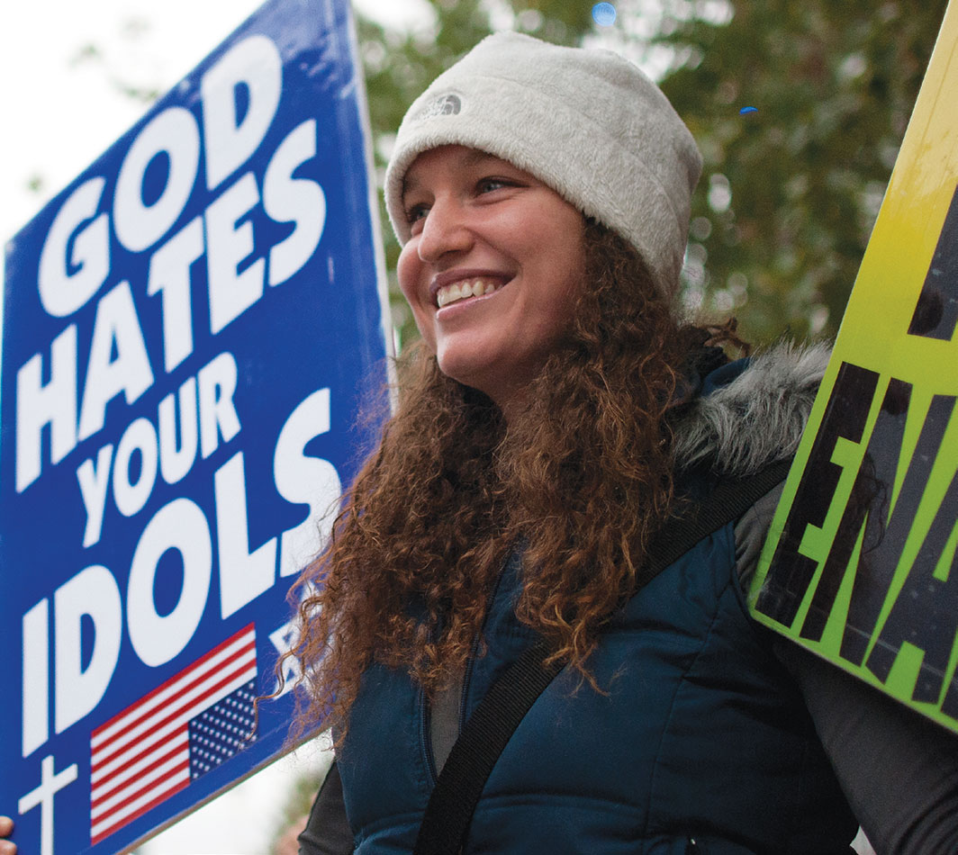 *Megan Phelps-Roper at a Westboro Baptist Church demonstration, Kansas City, Missouri, 2011.*