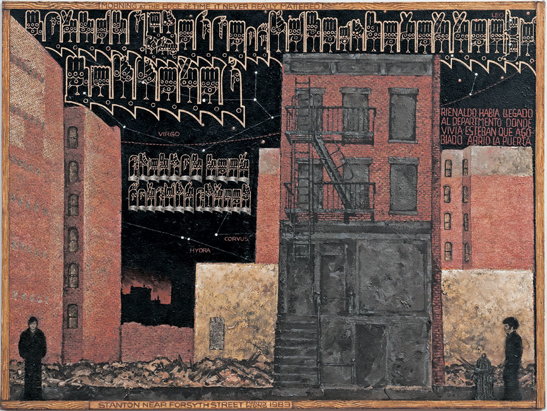 Martin Wong, Stanton Near Forsyth Street, 1983, acrylic on canvas, 48 × 64". Courtesy the Estate of Martin Wong and P·P·O·W, New York