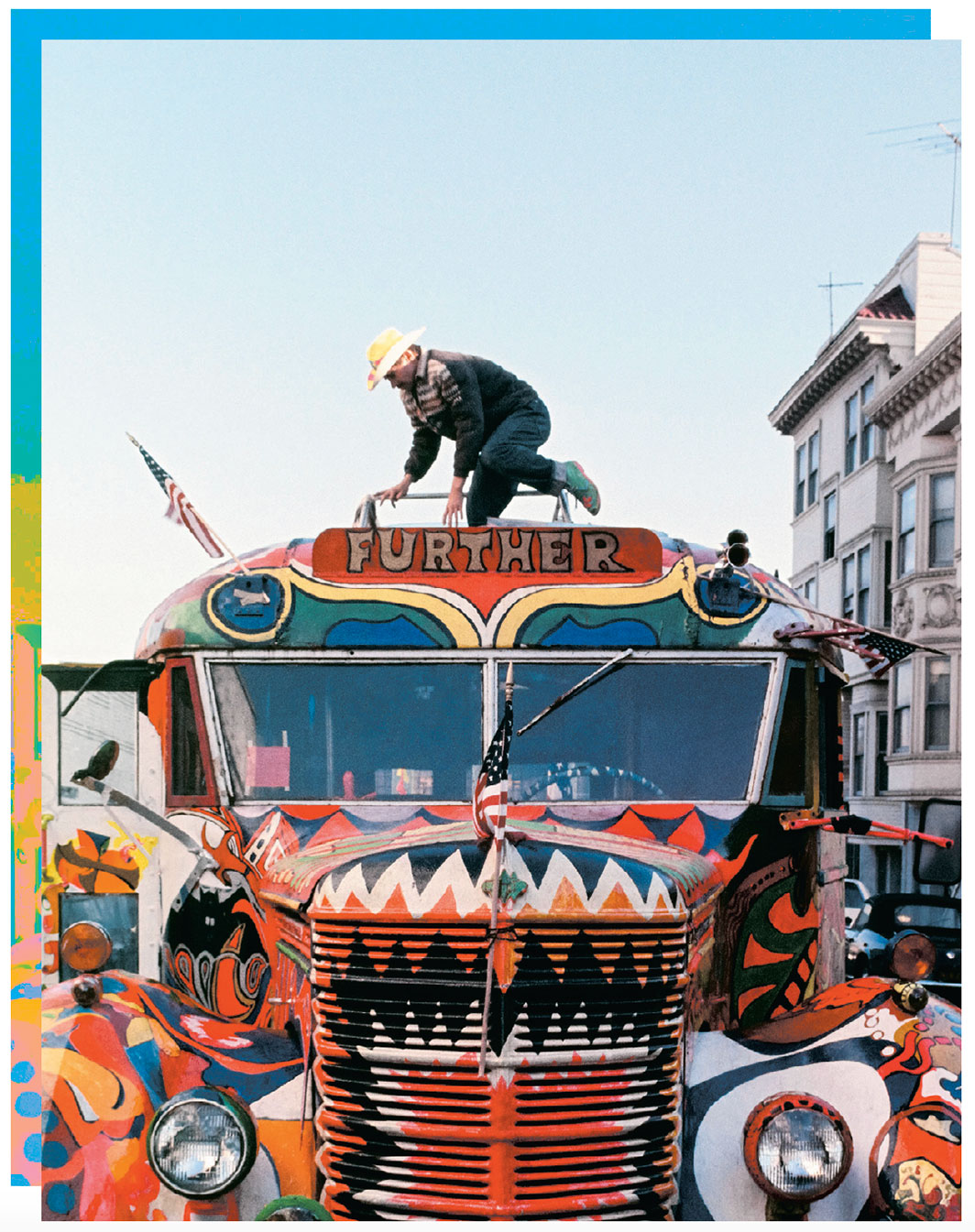 *Ken Kesey’s Merry Pranksters bus “Further,” San Francisco, 1966.* Ted Streshinsky Photographic Archive, Bancroft Library, U.C. Berkeley, Courtesy of Taschen/From Tom Wolfe’s The Electric Kool-Aid Acid Test (Taschen, 2014)