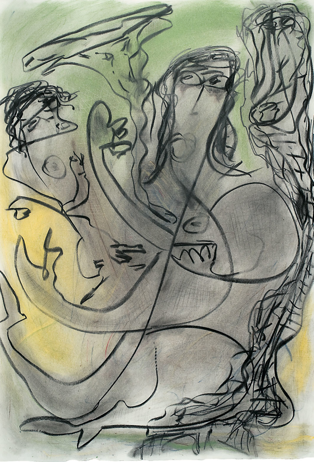 Thornton Dial, Untitled (Mother and Child), 1995, charcoal and pastel on paper, 41 3⁄4 × 29 1⁄3". Courtesy Ricco/Maresca Gallery, New York