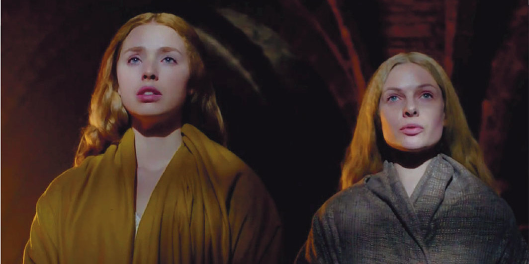 *The White Queen, season 1, episode 9, 2013.* Princess Elizabeth (Freya Mavor) and Queen Elizabeth (Rebecca Ferguson). BBC One