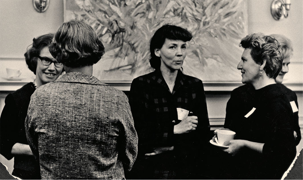 The Bunting fellows in conversation, ca. 1963–65. Olive R. Pierce