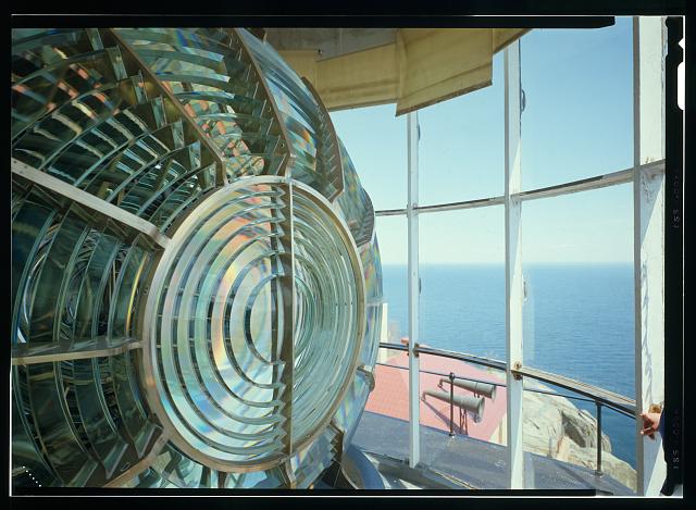 Interior view in lantern of lighthouse of Fresnel lens - Split Rock Lighthouse, Off Highway 61, 38 miles northeast of Duluth, Two Harbors, Lake County, MN. Photo: Lowe, Jet/Library of Congress