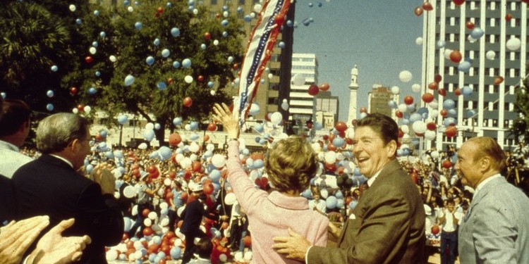 *Nancy and Ronald Reagan with Senator Strom Thurmond on the Presidential campaign trail, South Carolina, 1980.*