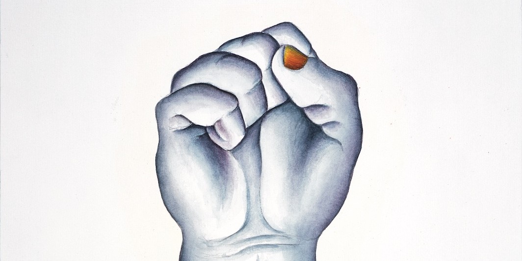 *Judy Chicago, _Study for Flaming Fist_, 2006,* watercolor pencil on paper, 12 x 9". © Judy Chicago/Artists Rights Society (ARS), New York/Courtesy of the artist, Salon 94, New York, Jessica Silverman Gallery, San Francisco, and Turner Carroll Gallery, Sa