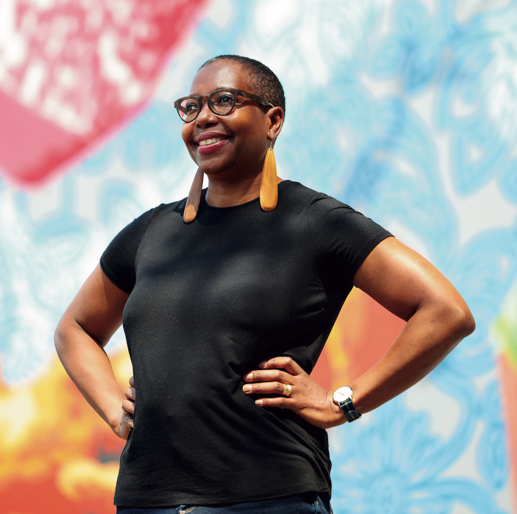  Asali Solomon. Photo: Ron Nichols; Mural: David Shane.