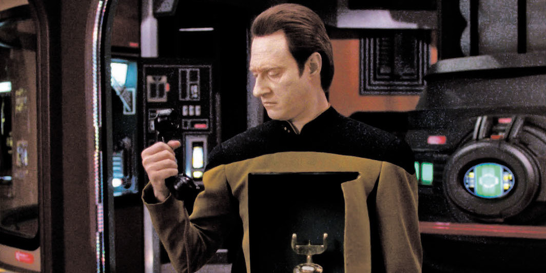 *_Star Trek: The Next Generation_, season 7, episode 6, 1993.* Data (Brent Spiner). 