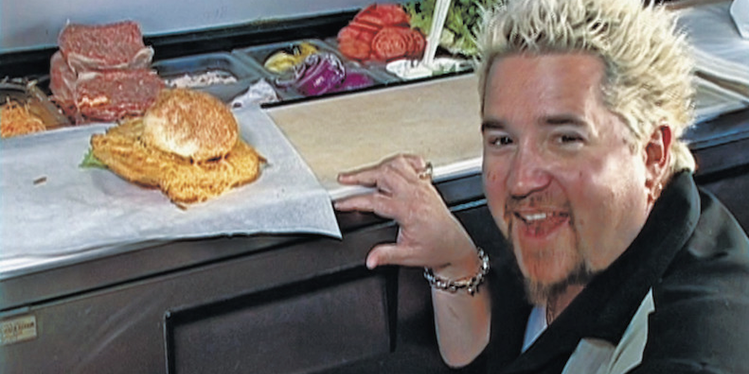 *Diners, Drive-Ins and Dives, season 1, episode 6, 2007*. Guy Fieri. Food Network.