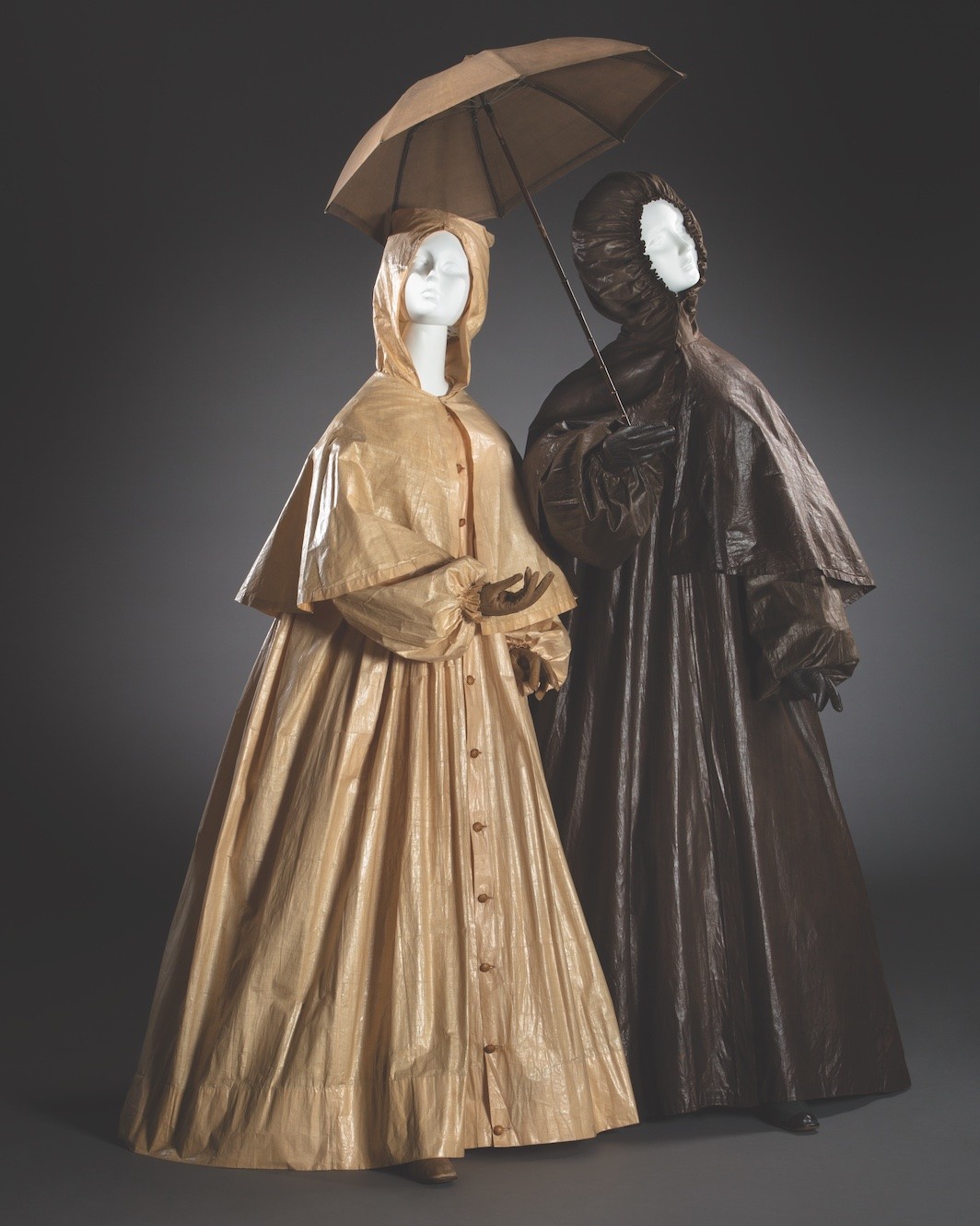 Rain walking ensembles, 1860s. Brian Davis; © FIDM Museum; Courtesy American Federation of Arts