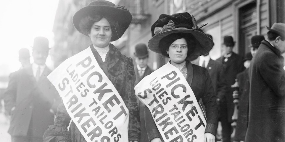 *Ladies' Tailors' Union protestors during the "Uprising of the 20,000" strike, New York, February 5, 1910.* Library of Congress