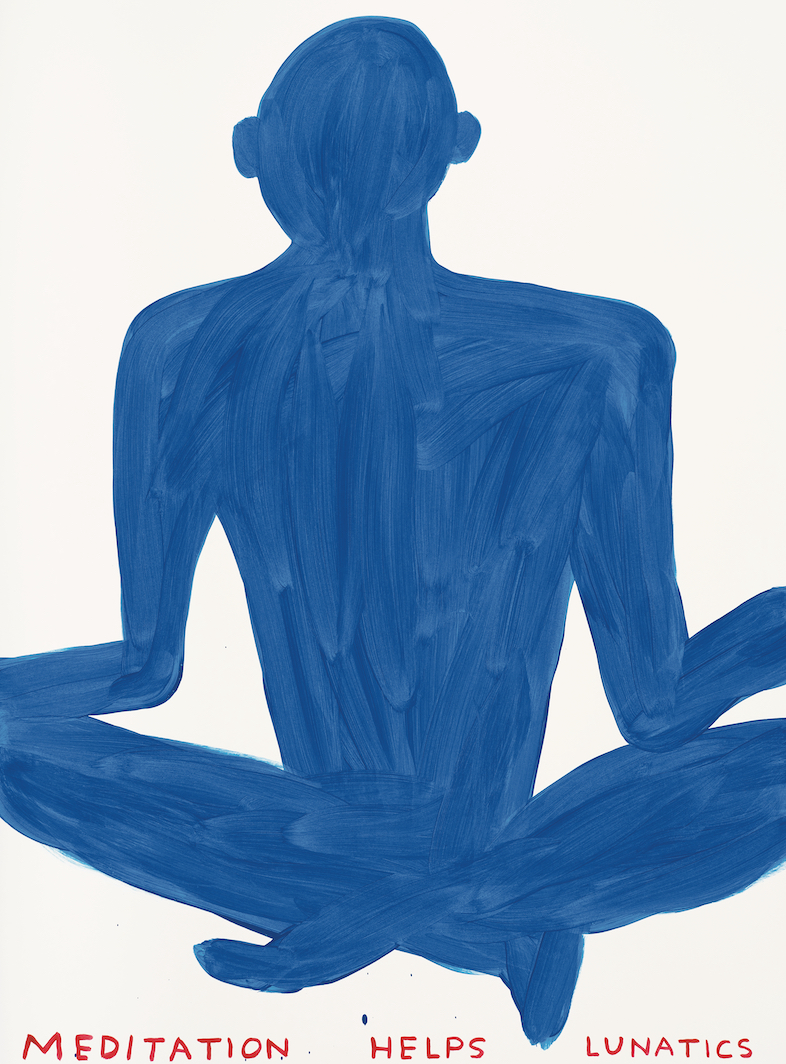 *David Shrigley, _Meditation_, 2021*, acrylic on paper, 29 1/2 x 21 5/8". Courtesy the artist