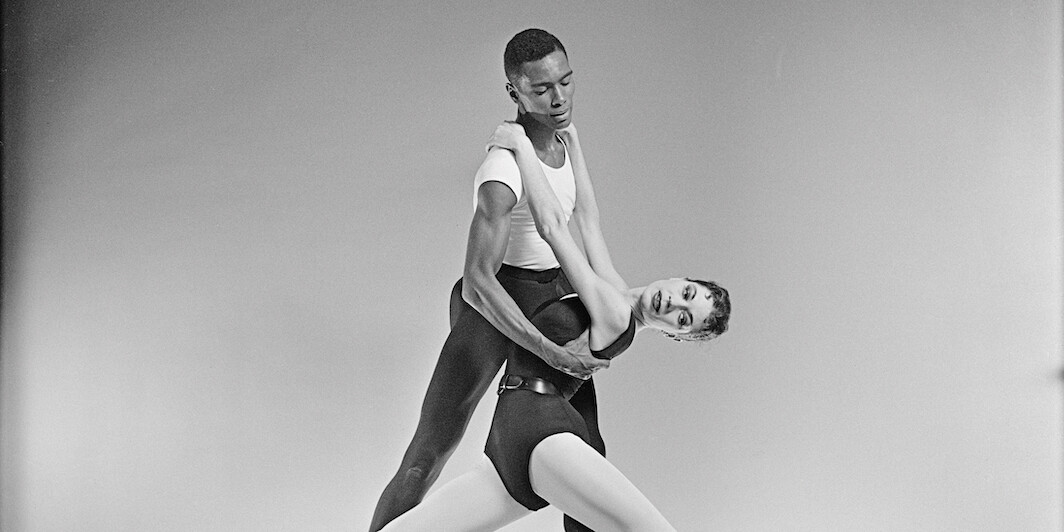 *Arthur Mitchell and Diana Adams in a pose from George Balanchine's _Agon_, New York, 1957.* Martha Swope/Billy Rose Theatre Division, The New York Public Library